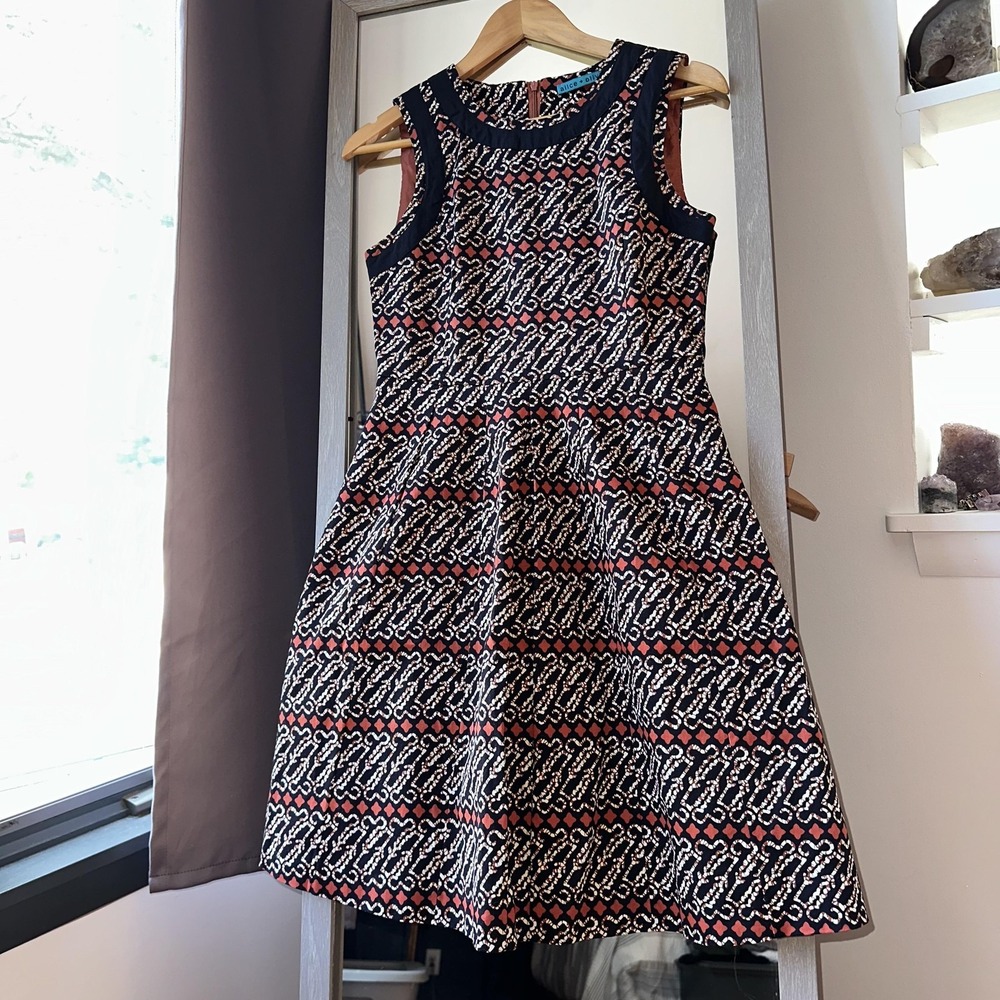 Alice + Olivia Dress Fit & Flare Sleeveless Lined Pattern Cocktail Fall Contrast - Picture 3 of 8